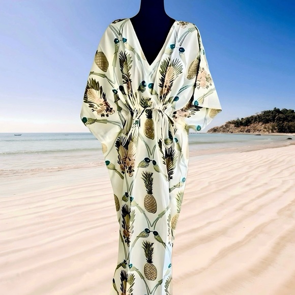 Dresses & Skirts - NEW Hand Block Printed Indian Cotton Kaftan Beach Coverup Nightgown Maxi Dress